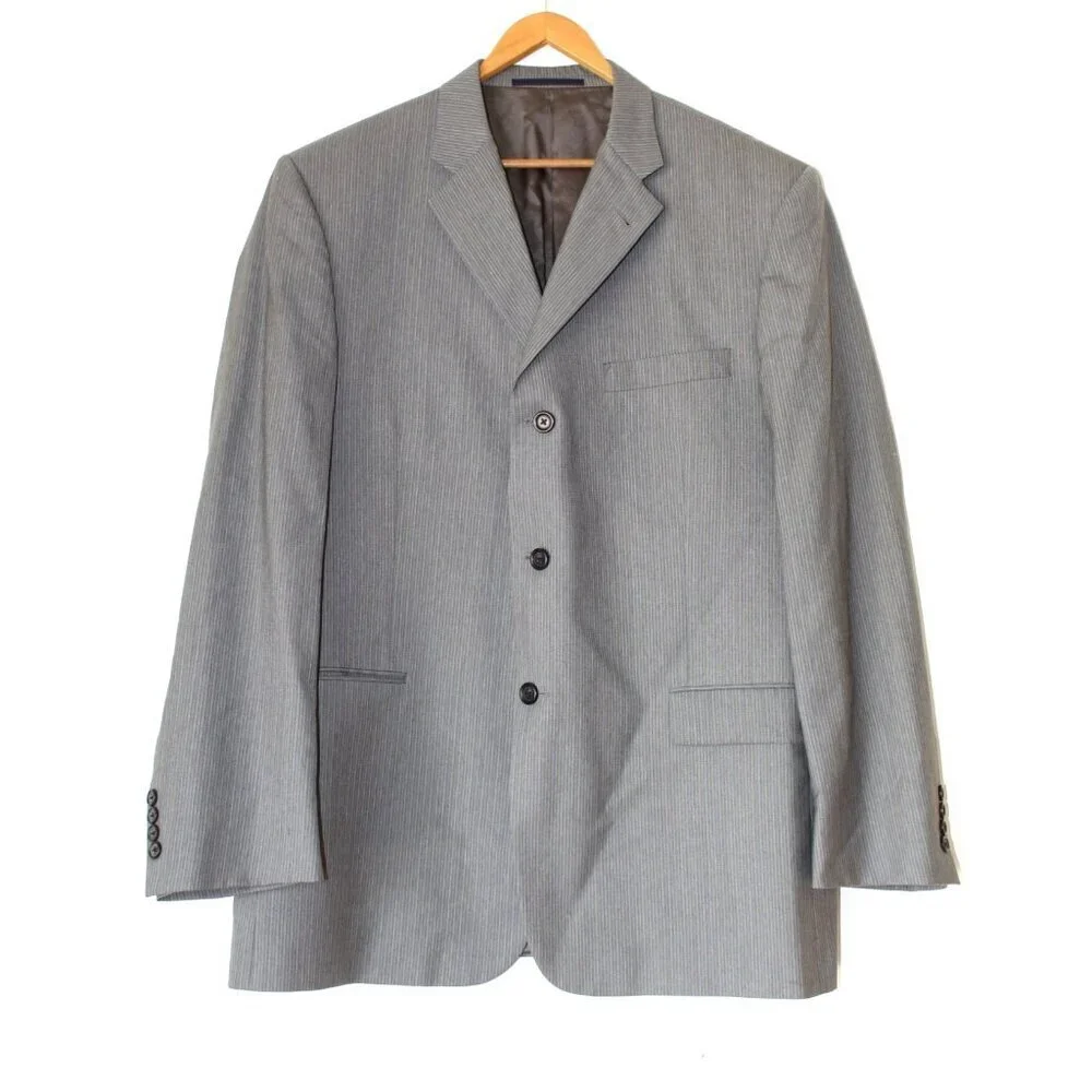 Burberry London 100% wool Men's Sport Jacket Size 46R Grey Blazer USA Union Made